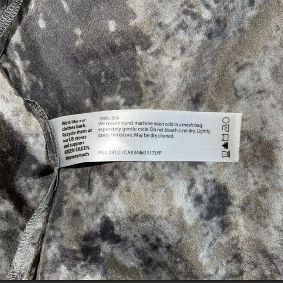 XL 100% silk Eileen Fisher top grey/tan - Picture 2 of 4